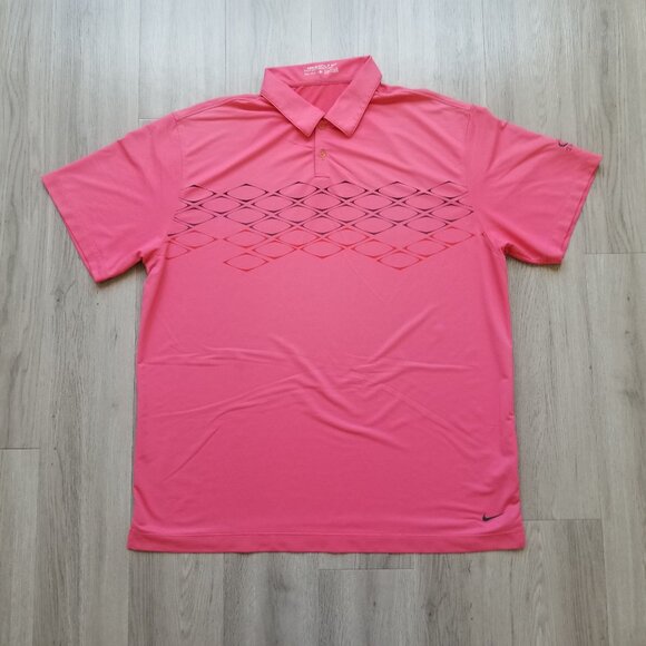 Nike Polo Golf Shirt Men XL Pink Dri-Fit Activewear Short-Sleeve Polyester Blend - Picture 1 of 8
